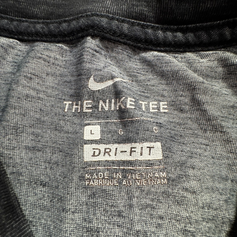 Nike Shirt Mens Large Gray Big Swoosh Short Sleeve Tee Dri Fit Casual Outdoor - Picture 3 of 9